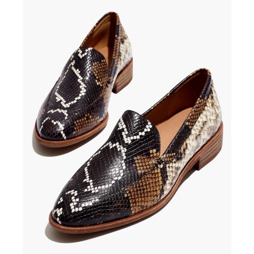NEW IN BOX MADEWELL The Frances Loafer in Snake Embossed Leather